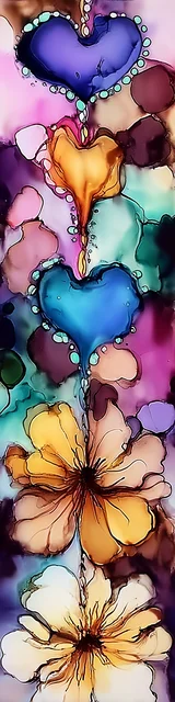 Free abstract flower art bookmark featuring beautiful colorful abstract flowers